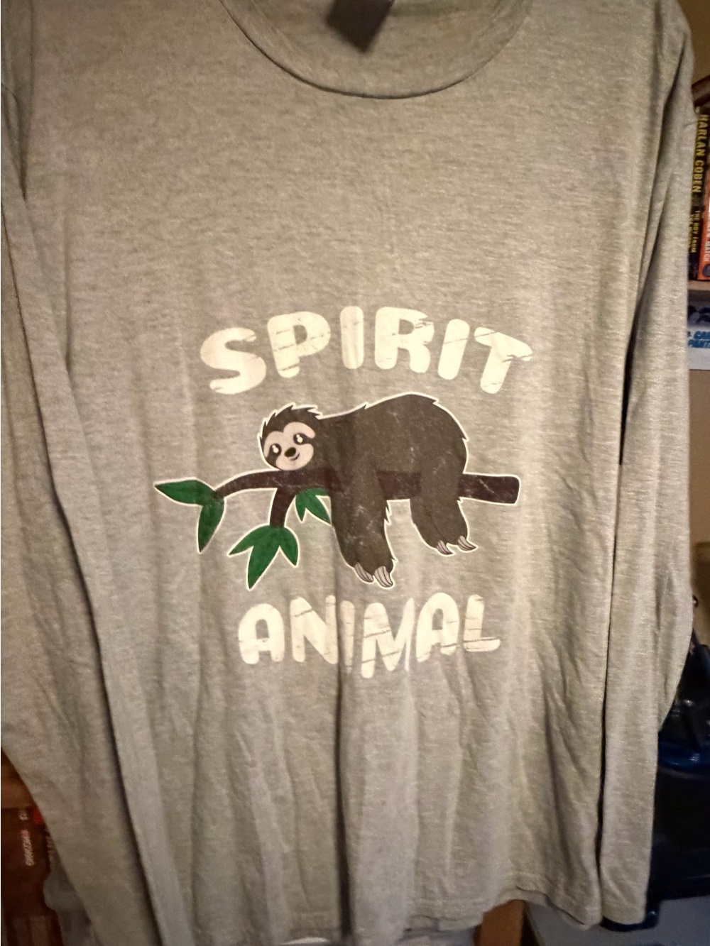 Long-Sleeve Gray 'Spirit Animal' Sloth Pajama Top